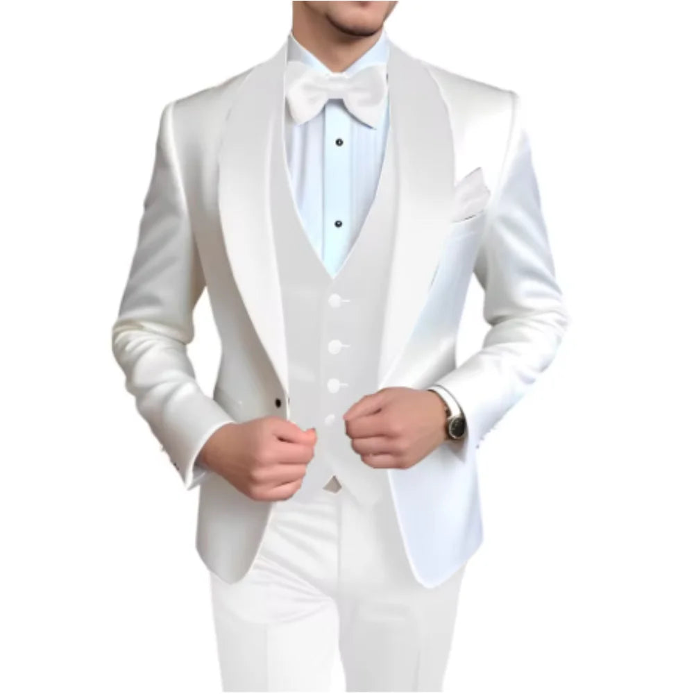 3-Piece Tuxedo with Scarf Lapel Smoking Suit LADYLYS
