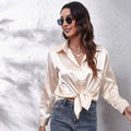 Satin Blouse Shirts Clothing Tops Elegant Long Sleeve Spring Autumn