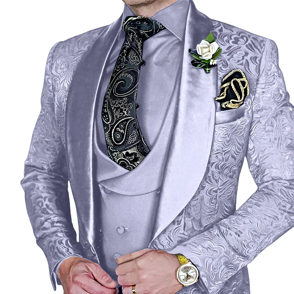 Elegant, high-quality 3-piece Jacquard suit set for men LADYLYS