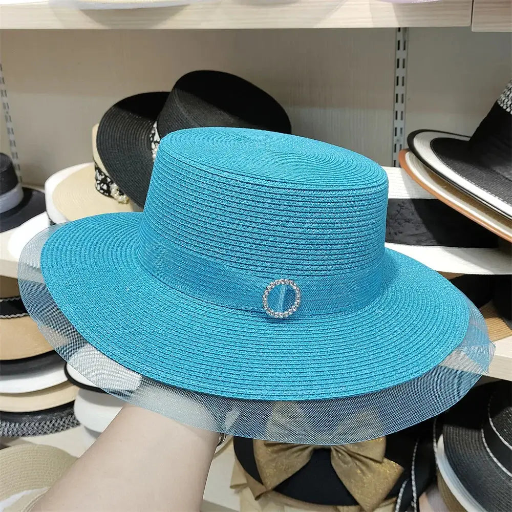 Bucket Hat Summer Hats for Women Fishing Hat Woolen Rhinestone Solid Color Basin Hat Leisure Outdoor Beach Sun Hat LADYLYS