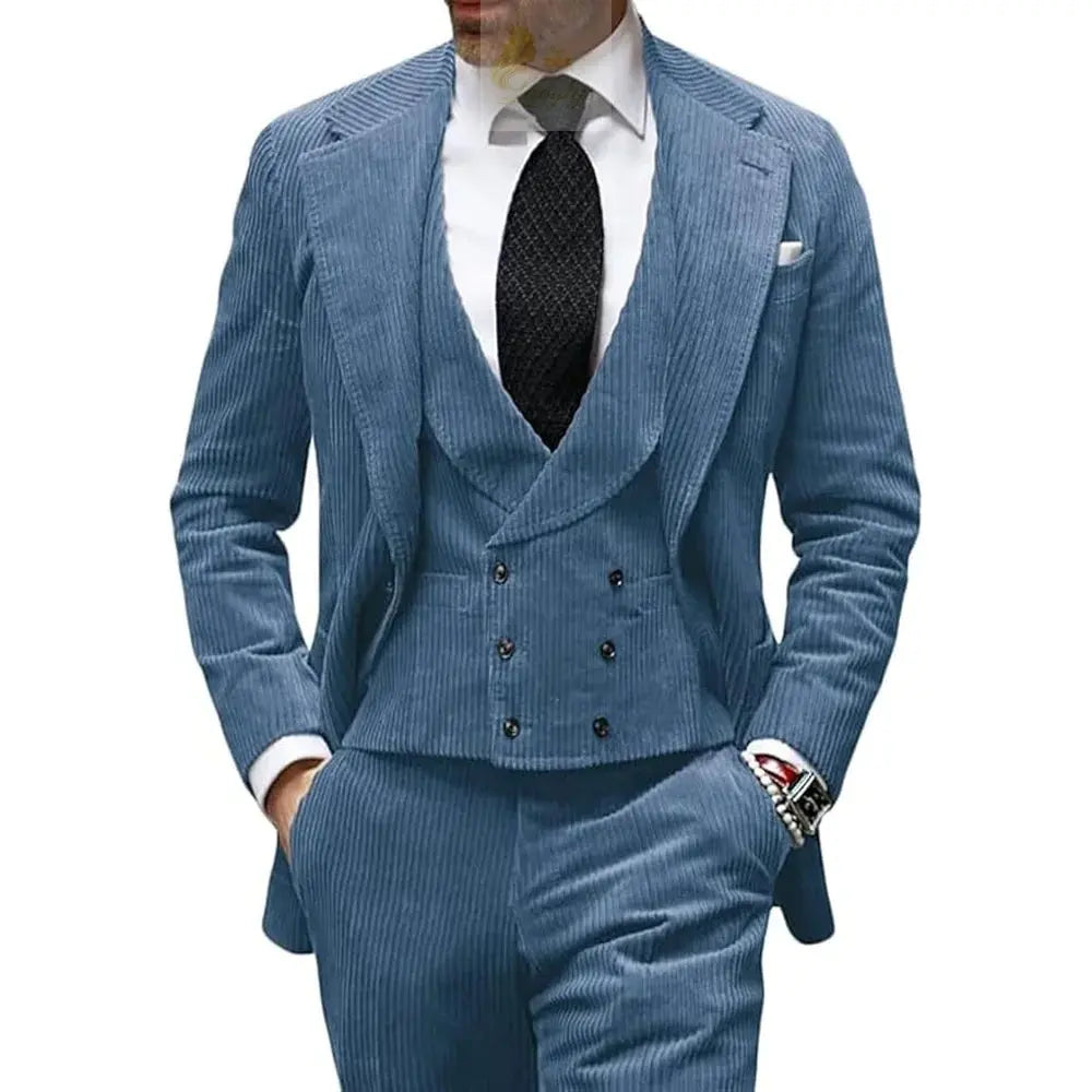 Velvet Men's Suit 3 Piece Corduroy Blazer Vest Pants Set LADYLYS