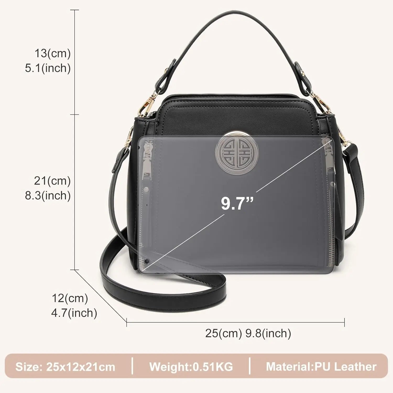 Multifunctional PU Leather Shoulder Bag – Elegant Women's Handbag