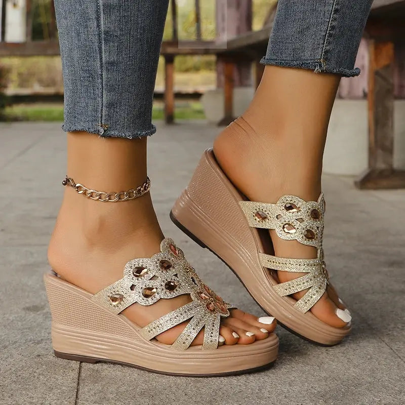 Thick Heel Sandals Women's New Hollow Open Toe Flat Roman Shoes LADYLYS