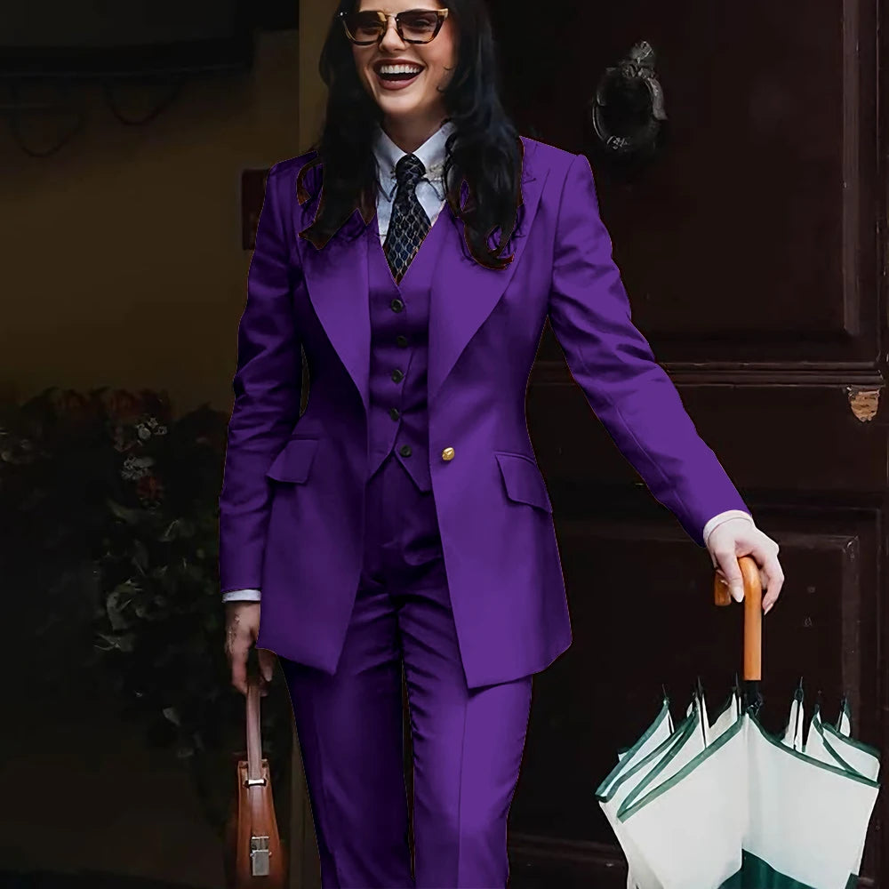 Women's Jacket Pant Sets 3Piece Suit Single Button Professional Outerwears LADYLYS