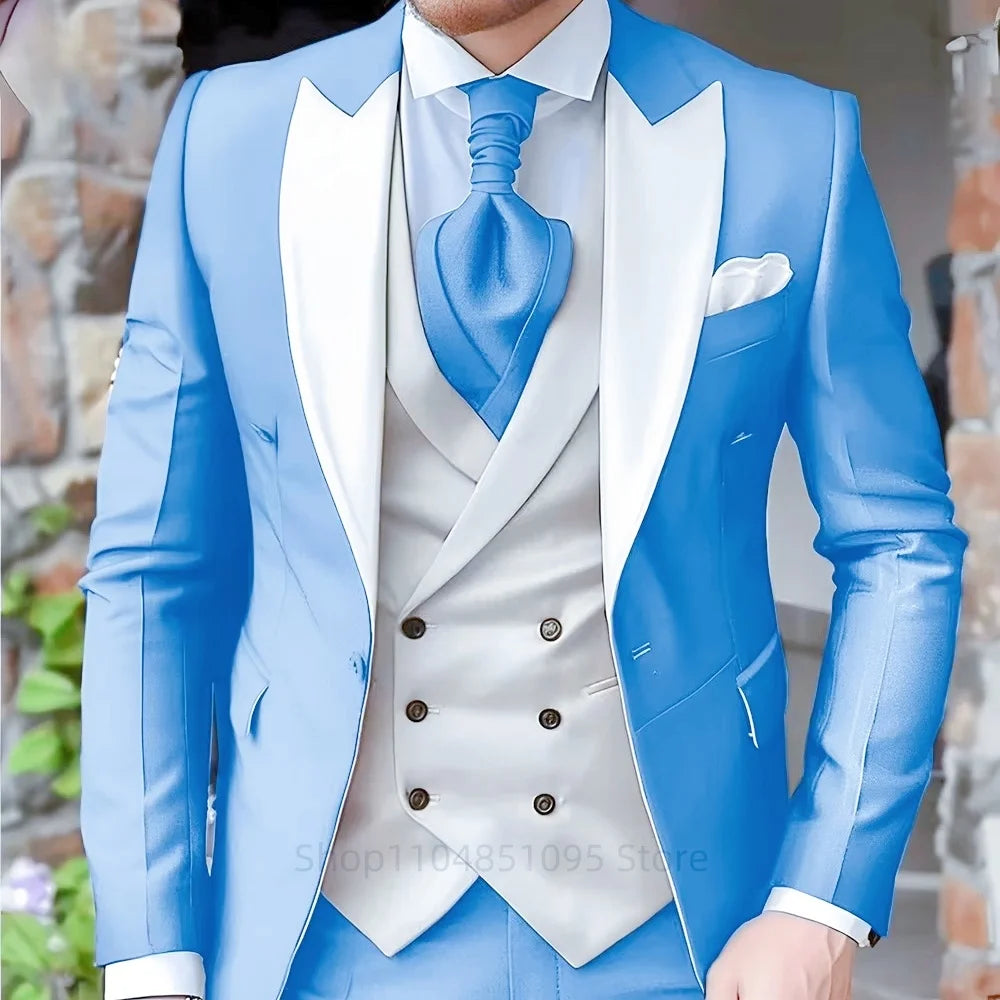 Elegant Peak Lapel Tuxedo 3-Piece Suit with Blazer Vest And Pants LADYLYS