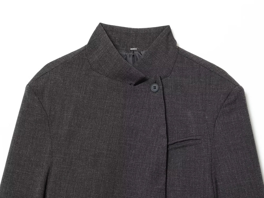 Women's Single-Button Stand Collar Blazer