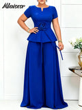 Mlaiscsr 2 Piece Women's Set Elegant Peplum Blouse and Palazzo Pants Suit Perfect for Cocktail Parties Proms Formal Events 2026 LADYLYS
