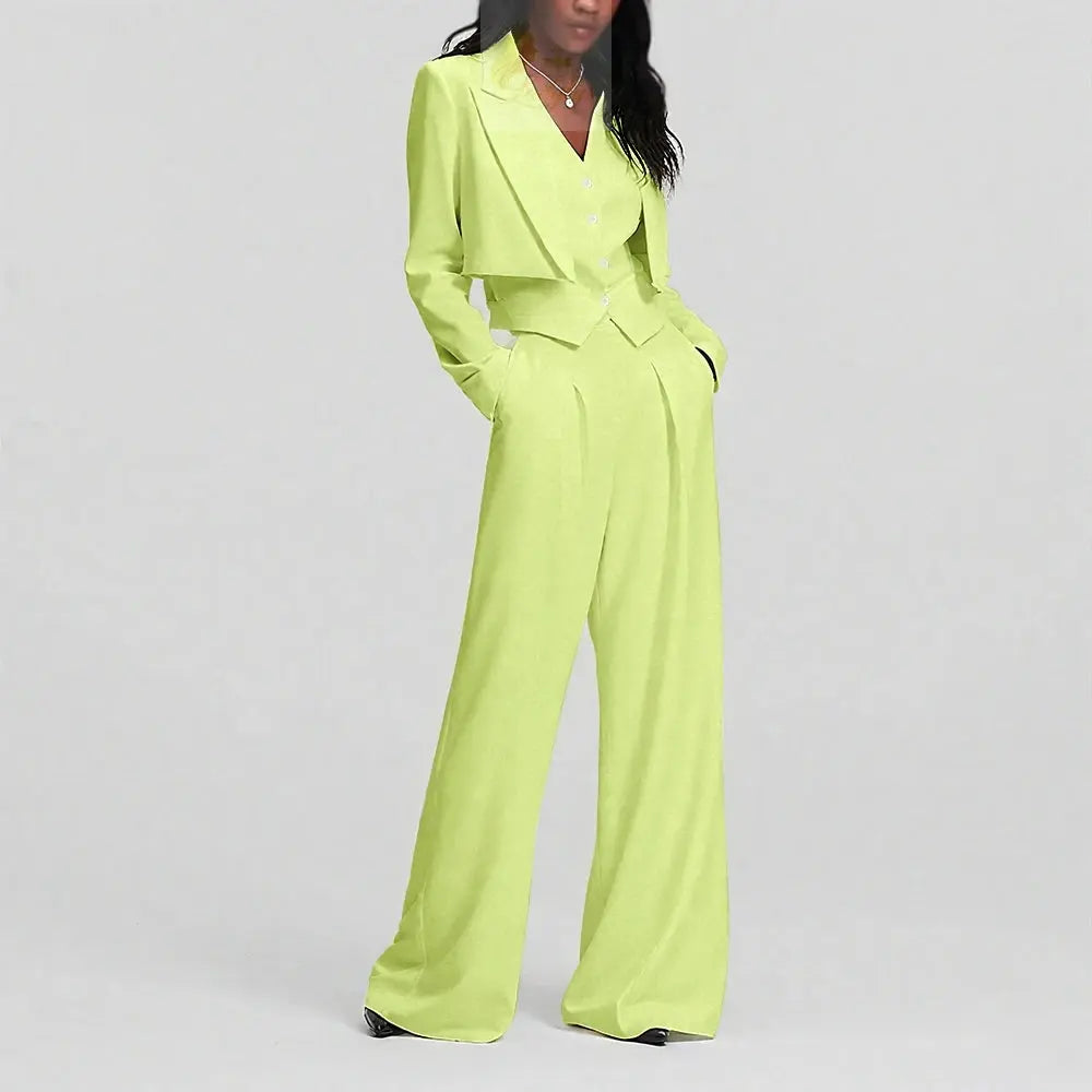 Elegant Single Button Women Pants Set New Female Three Pieces(Blazer+Trousers+Vest) LADYLYS