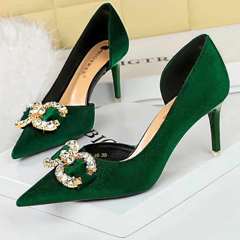 Luxury high heels Women 7 cm 10.5 cm stilettos Metal Rhinestone LADYLYS