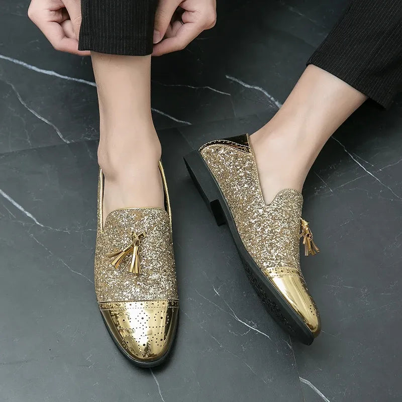 Men's Pointed-Toe Tassel Dress Loafers