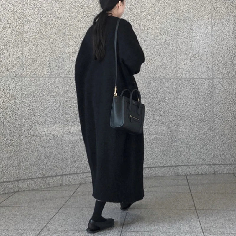 Women's Long Open-Front Knit Cardigan, Loose Fit