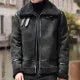 Men's PU Leather Jacket – Faux Fur Collar, Fleece-Lined, Windproof, Korean Slim Fit