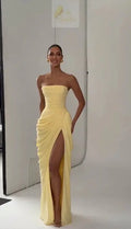 Sexy Solid Pleated Strapless Dress Lady Chic Off-shoulder Backless LADYLYS