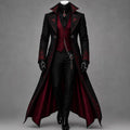 Men's Gothic Three-Piece Suit with Red Floral Embroidery