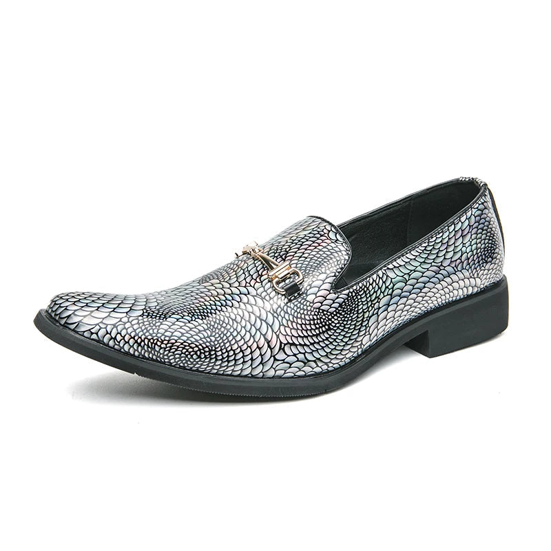 Luxury silvery Men's Patent Leather Shoes Designer High Quality LADYLYS