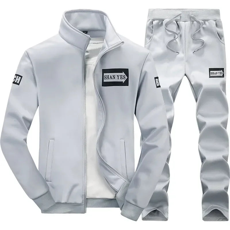 Men's Fleece Tracksuit Set – Zip Sweatshirt & Jogger Pants