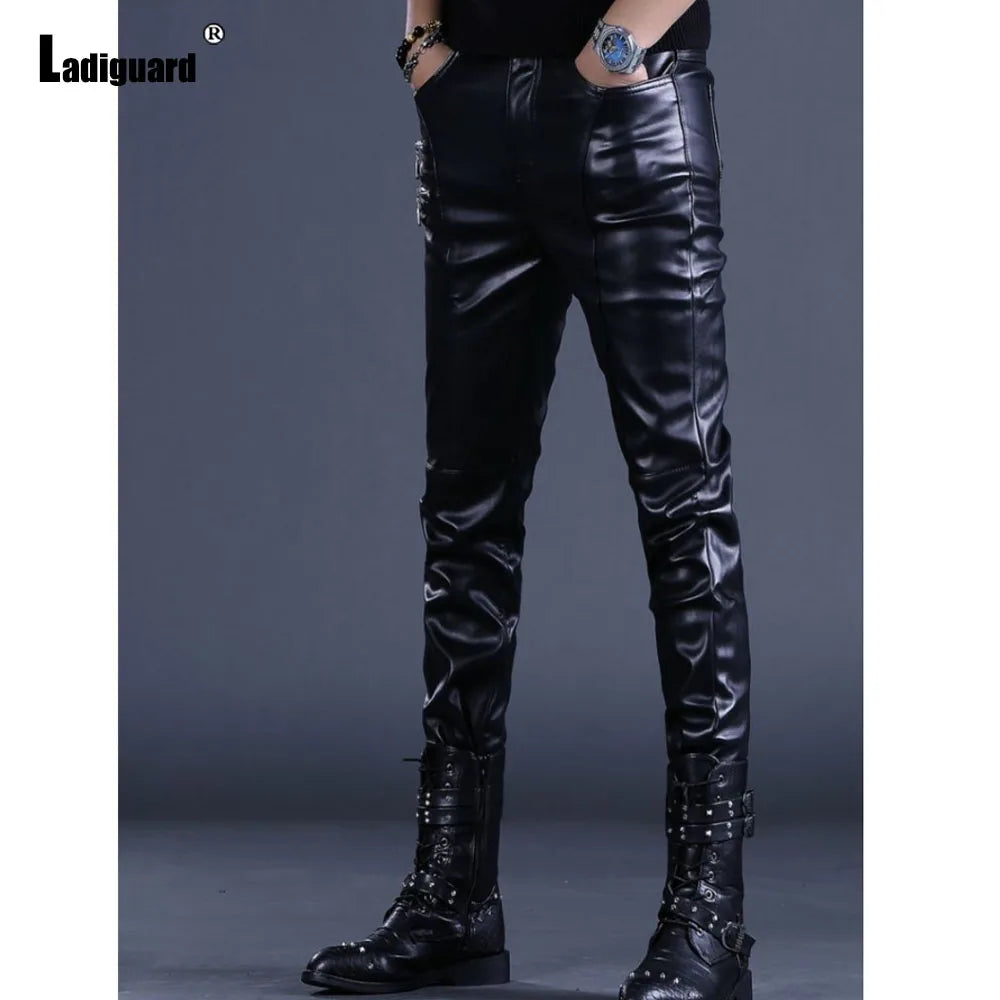 Men's Faux Leather Pencil Pants