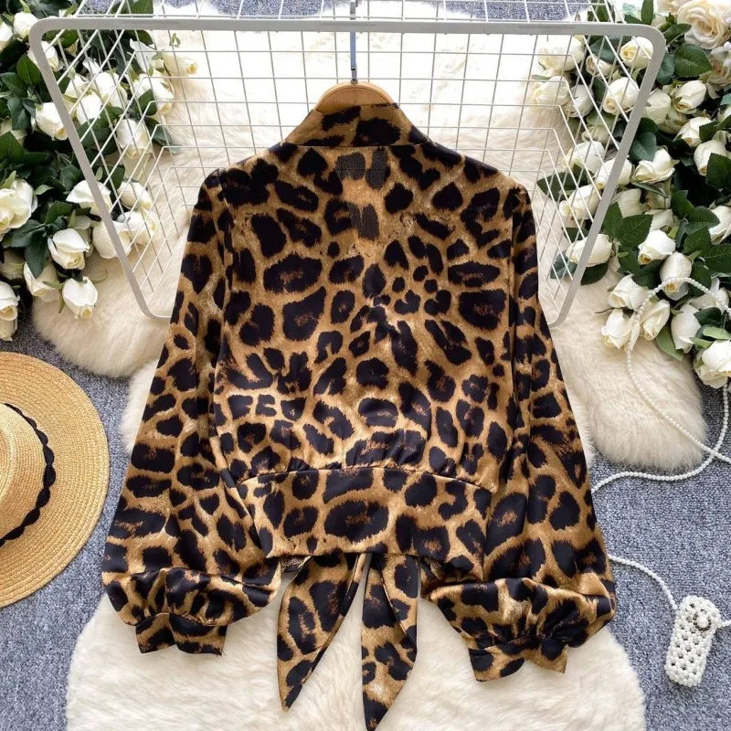 Blouses Casual Print Shirt Women Autumn Loose Leopard Shirts & Blouses
