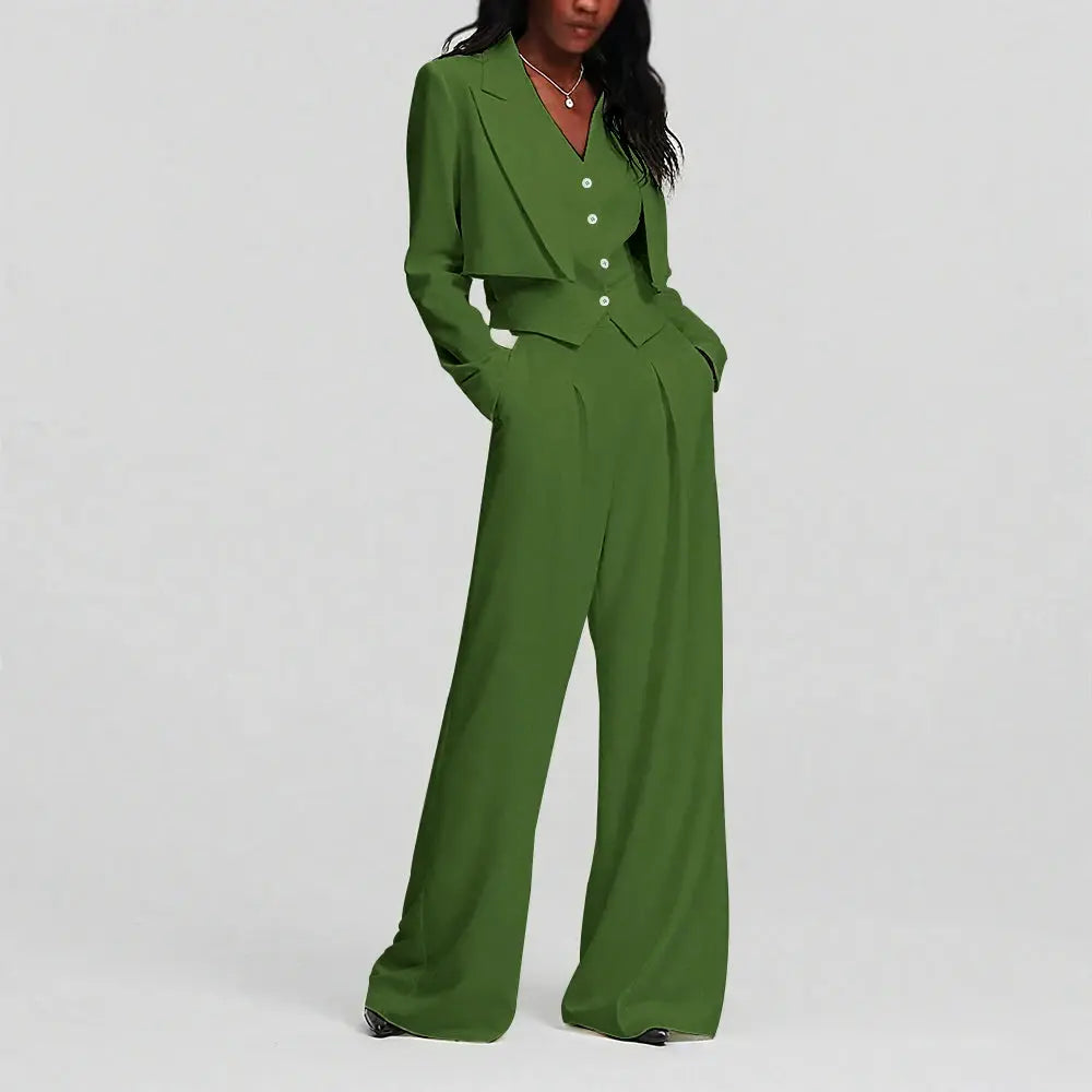 Elegant Single Button Women Pants Set New Female Three Pieces(Blazer+Trousers+Vest) LADYLYS
