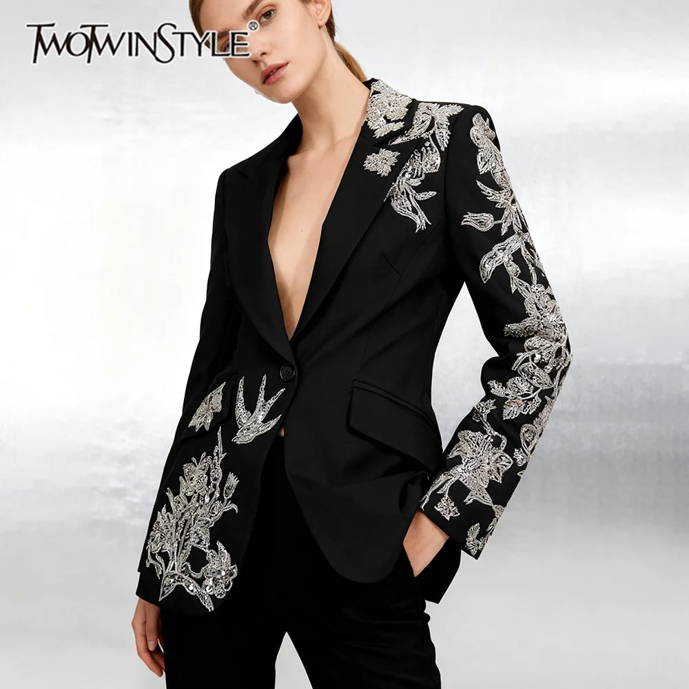 Blazers for Women Lapel Long Sleeves Tunic Elegant LADYLYS