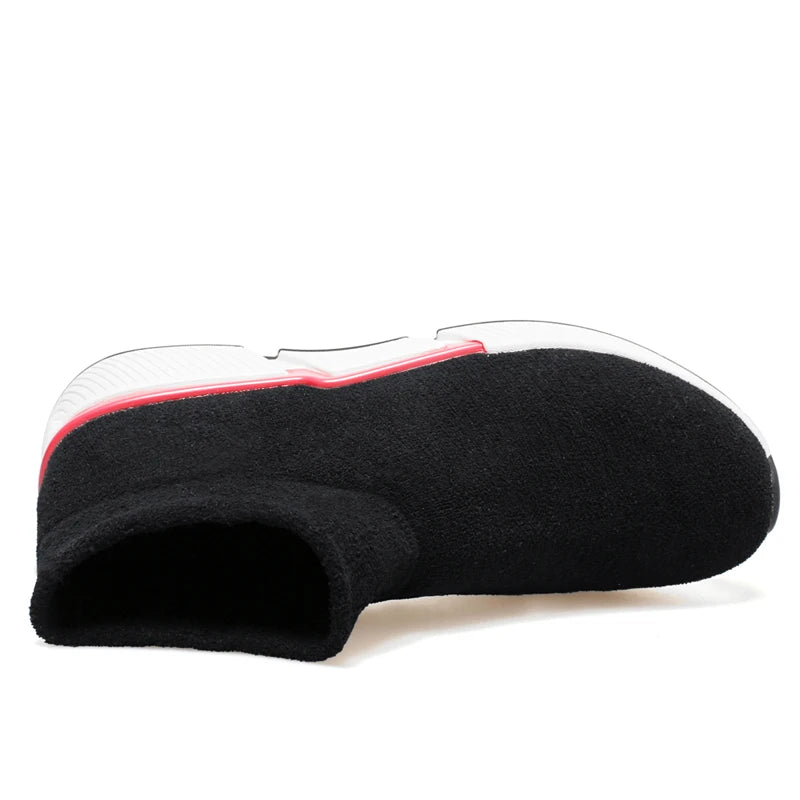 Men's High-Top Winter Sneakers – Warm Plush-Lined Slip-On Casual Shoes in Plus Sizes