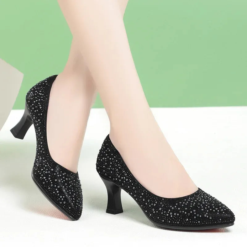 Women's Pointed-Toe Block Heel Pumps with Zip