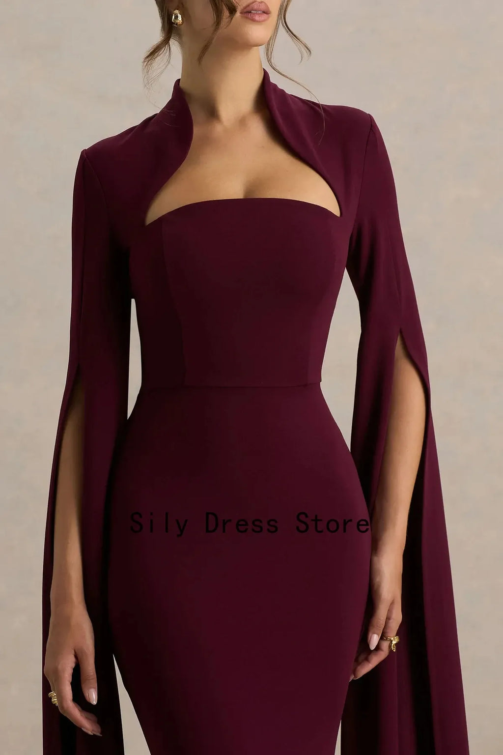 Square-Neck Ruched Mermaid Evening Dress