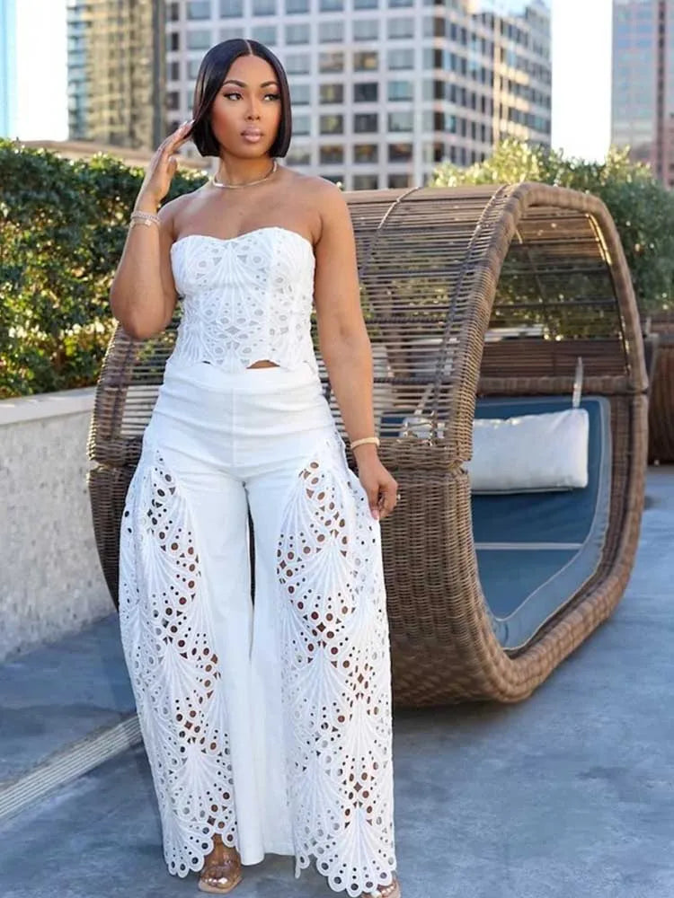 Elegant V-Neck Lace 2-Piece Set – Sexy Spaghetti Strap, Women's Evening Outfit