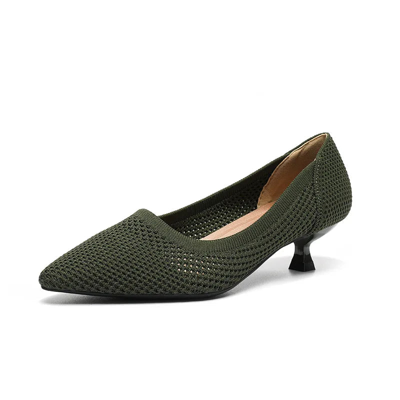 High-heeled shoes solid color knitted breathable rubber anti-skid LADYLYS