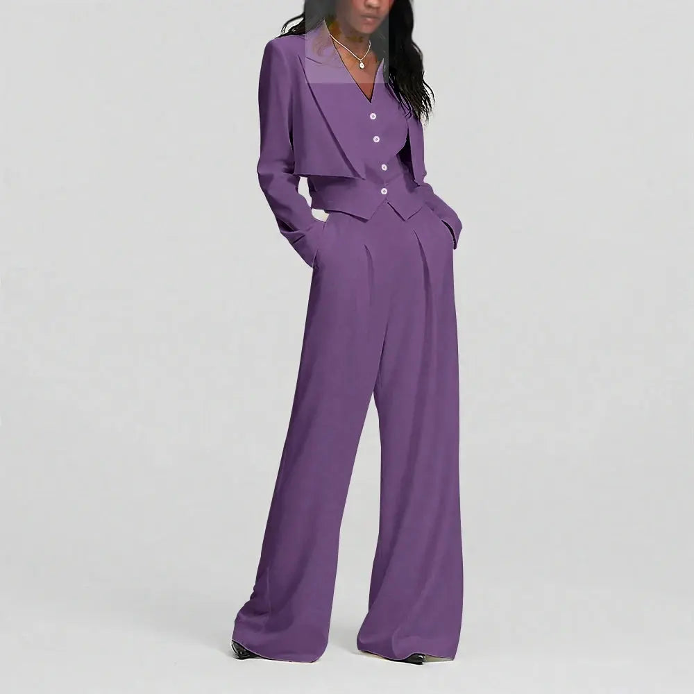 Elegant Single Button Women Pants Set New Female Three Pieces(Blazer+Trousers+Vest) LADYLYS