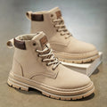 Men's Heavy-Duty All-Terrain High-Top Ankle Boots – PU & Stretch Fabric Motorcycle Boots in Plus Sizes
