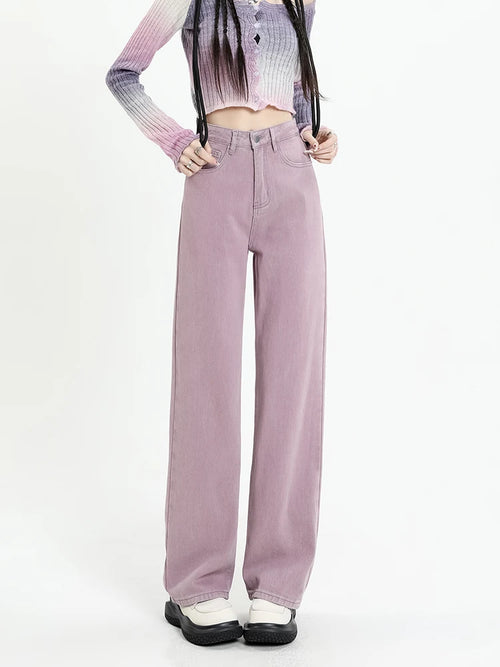 100% Cotton Women's Jeans Baggy Wide Leg Drape Casual Pants LADYLYS