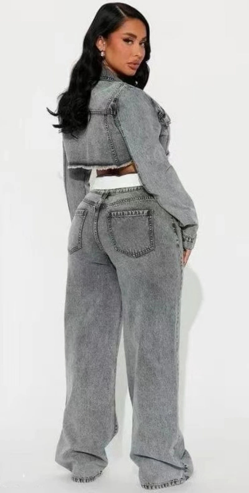 Streetwear Denim 2 Piece Sets Long Sleeve Jean LADYLYS