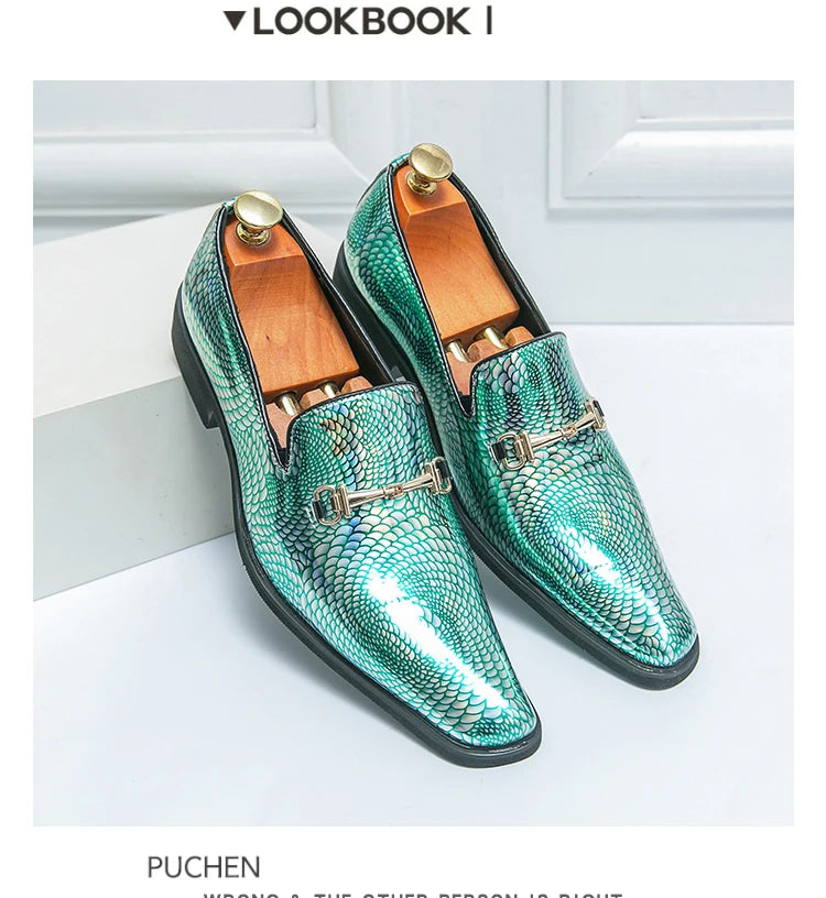 Luxury silvery Men's Patent Leather Shoes Designer High Quality LADYLYS