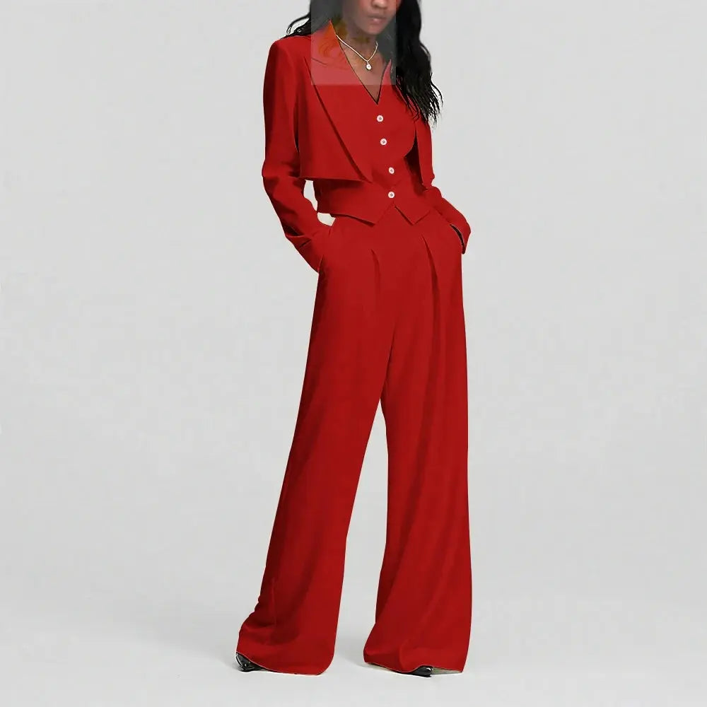 Elegant Single Button Women Pants Set New Female Three Pieces(Blazer+Trousers+Vest) LADYLYS