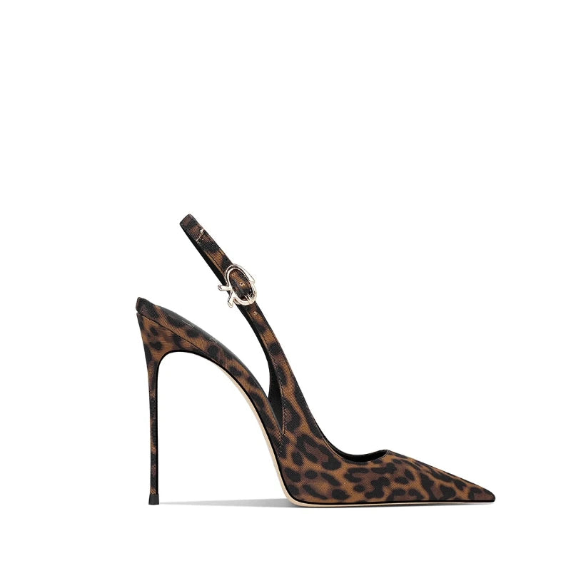 Leopard Pattern Pointed French Luxury Small Comfortable Thin Heel Versatile High Heel Sandals for Women LADYLYS