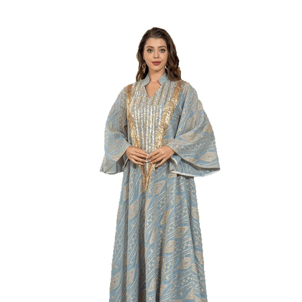 Intricately Embroidered Tulle Abaya Ramad Traditional Islamic FloorLength Gown LADYLYS
