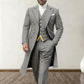 Men Suits 3 Piece Long Blazer Vest Pants Satin One Button Tuxedo LADYLYS