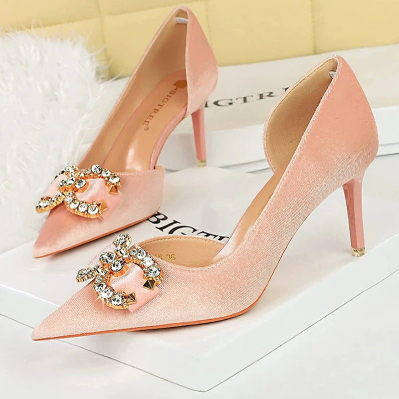Luxury high heels Women 7 cm 10.5 cm stilettos Metal Rhinestone LADYLYS