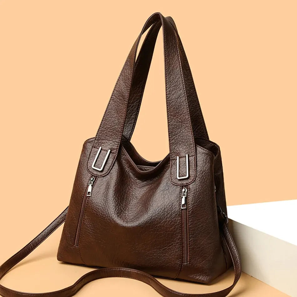 Women's Soft PU Tote Bag with Shoulder Strap