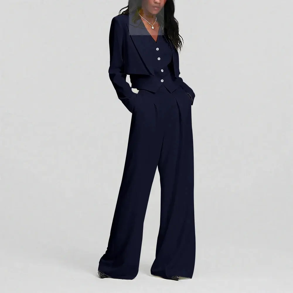 Elegant Single Button Women Pants Set New Female Three Pieces(Blazer+Trousers+Vest) LADYLYS