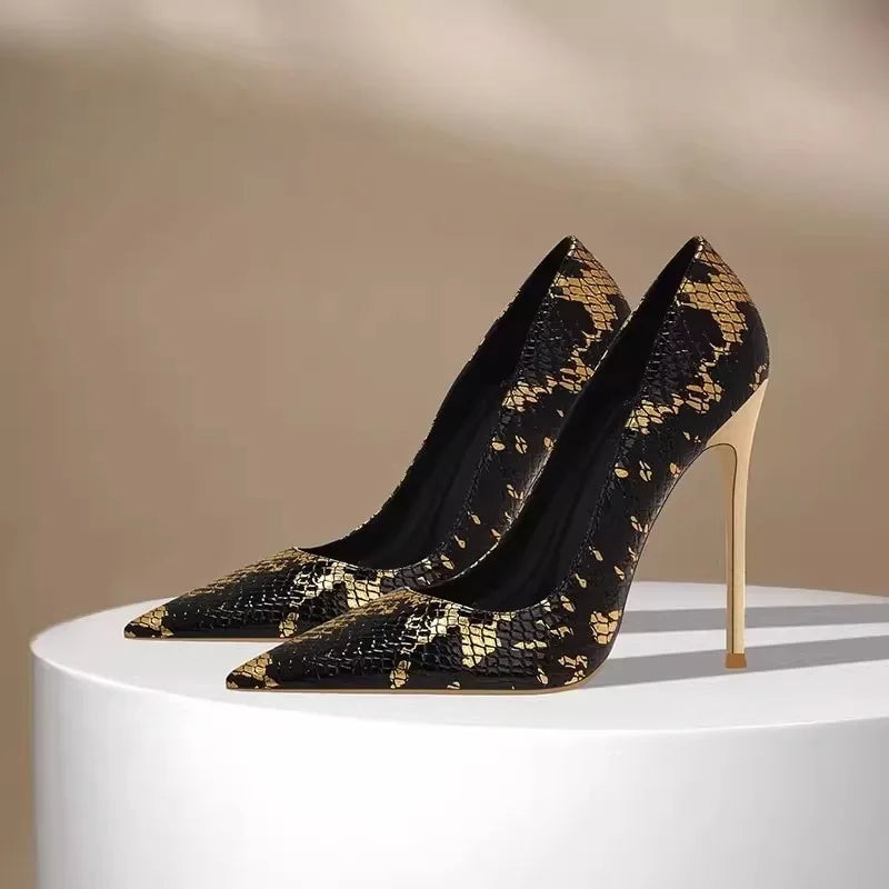 Women Shoes 6-10cm Snake Pattern Fashion Pointed Toe LADYLYS