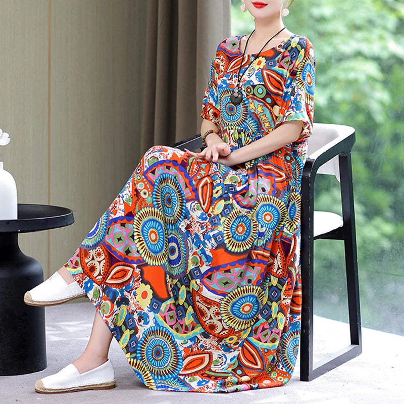 Summer Dresses Cotton Vintage Casual Print LADYLYS