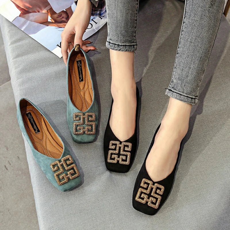 Women's Flat Loafers – Square Toe Slip-On Shoes | Spring & Autumn Collection