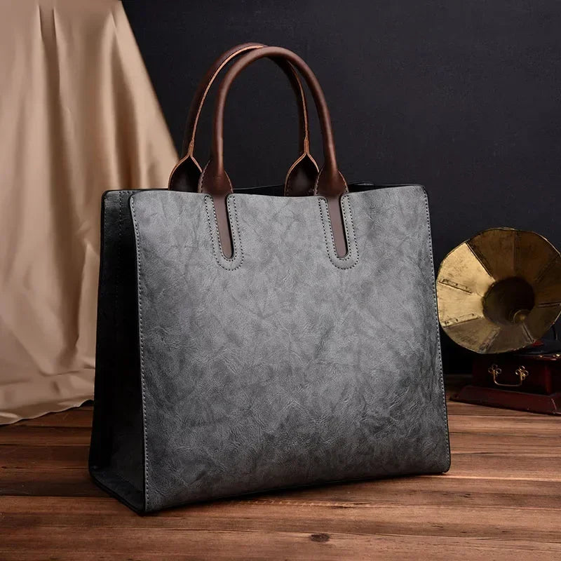 Vintage PU Tote Bag for Women – Shoulder & Crossbody Handbag