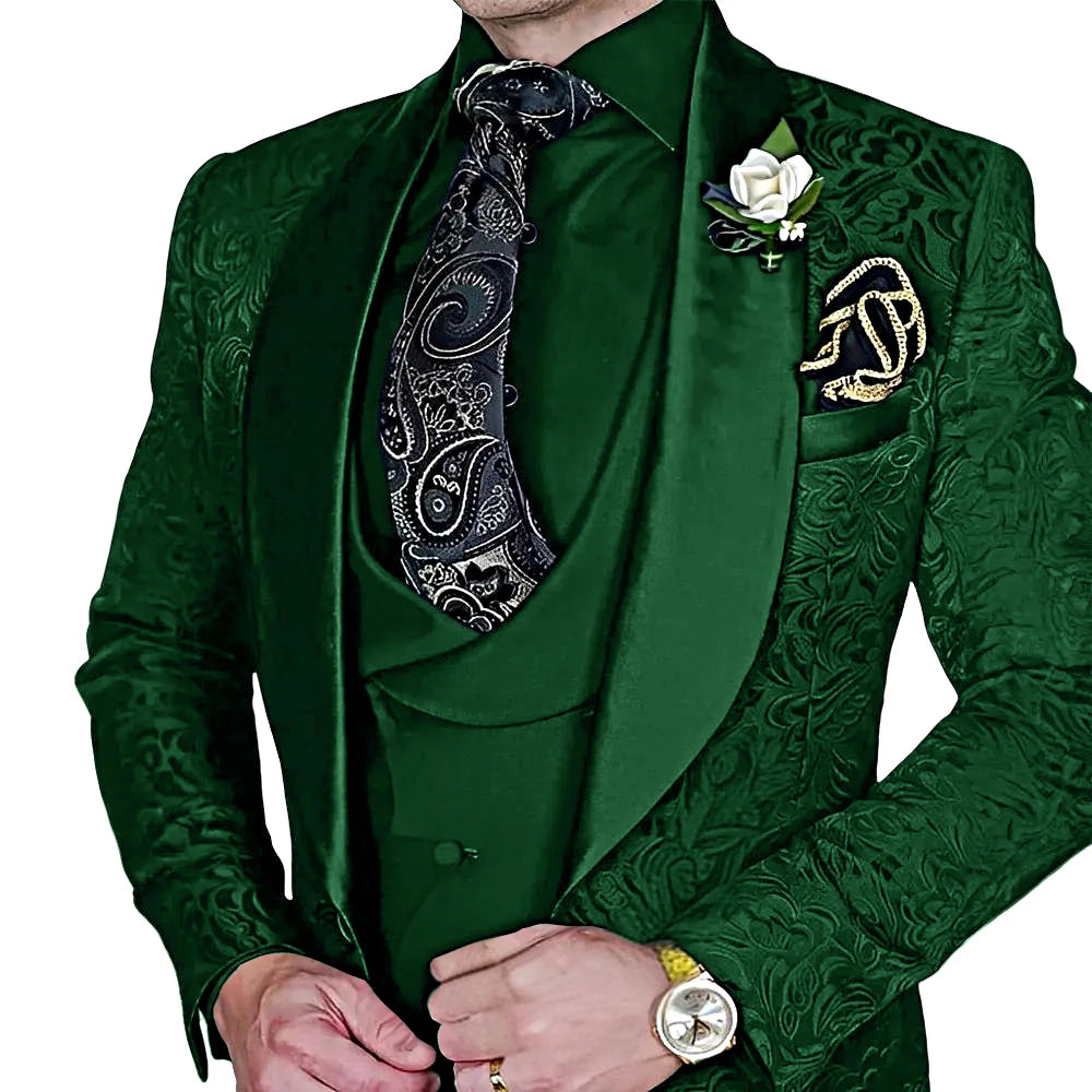 Elegant, high-quality 3-piece Jacquard suit set for men LADYLYS