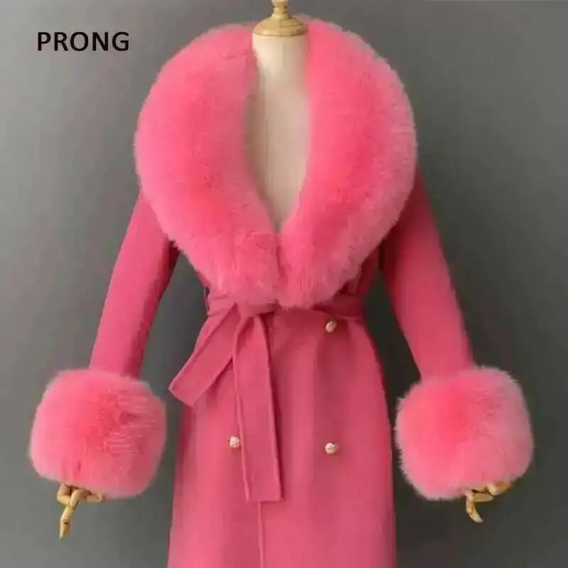 Women's Real Fur Collar and Cuffs Set, Fluffy Winter Scarf