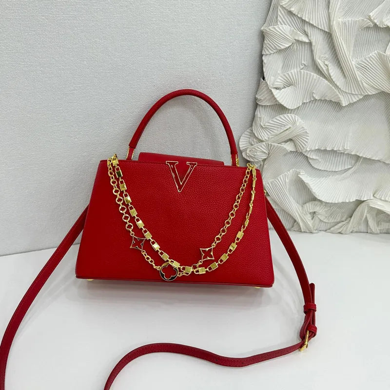 Luxury High-grade Women V-Shape Metal Chain Handbag LADYLYS