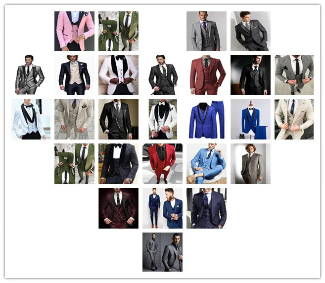 Formal Men Suit Groom, Business Male Tuxedos 3 Piece Set LADYLYS