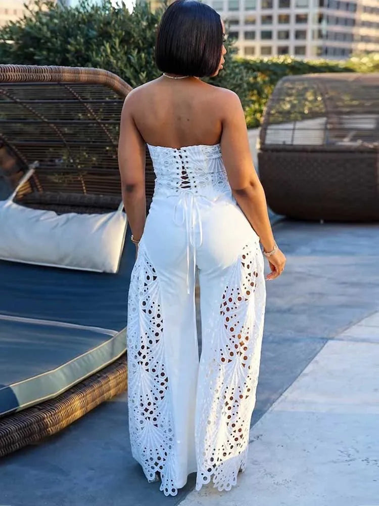 Elegant V-Neck Lace 2-Piece Set – Sexy Spaghetti Strap, Women's Evening Outfit